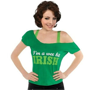 New Amscan Women St. Patrick's Day 'I'm A Wee Bit Irish' T-Shirt Green Size OS